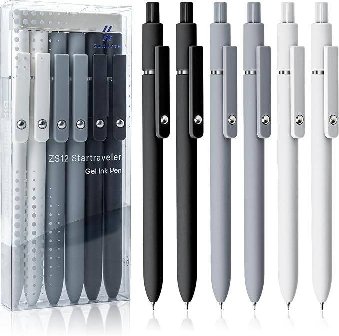 6 Pcs Gel Pens 0.5mm Quick Dry Black Ink Pens Fine Point Smooth Writing Pen by UIXJODO