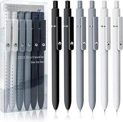 6 Pcs Gel Pens 0.5mm Quick Dry Black Ink Pens Fine Point Smooth Writing Pen by UIXJODO
