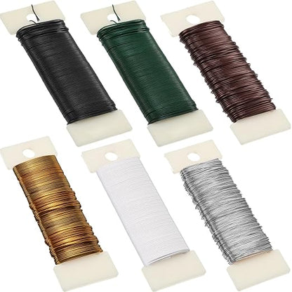 6 Rolls 112 Yards Floral Flexible Paddle Wire Floral Bind Wire by Unknown
