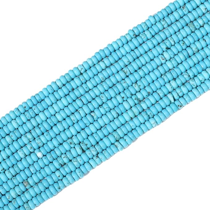 Natural Blue Turquoise Disk Stone Beads 4x2mm 160pcs Rondelle Loose Semi - Image 7