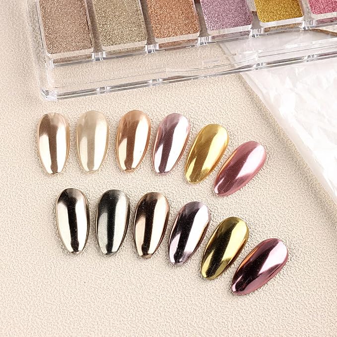 6 Colors Solid Chrome Nail Glitter Powder Set Metallic Mirror Chrome Powder - Image 4