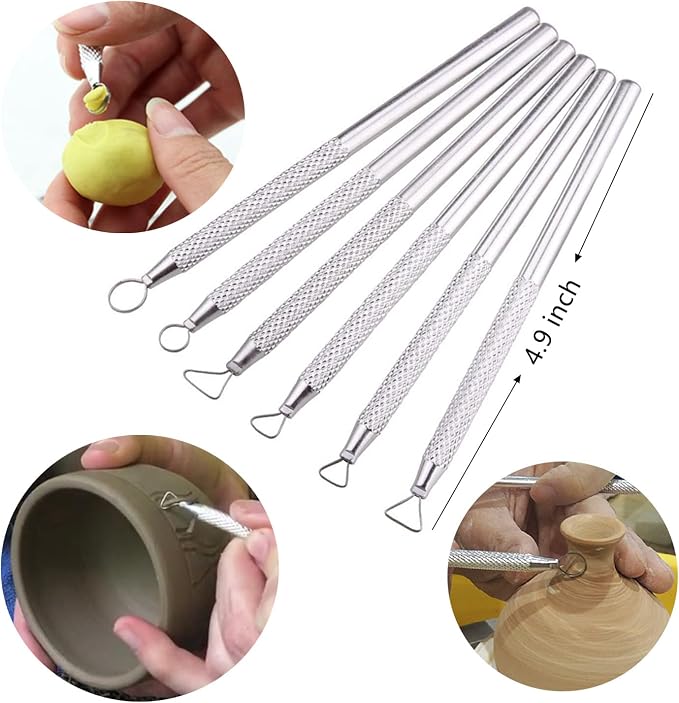 Artzuvs 14Pcs Ceramic Pottery Clay Ribbon Sculpting Tools Kit Wire Texture and - Image 4