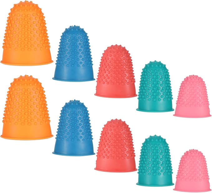10 Pcs Thumb Thimble for Sewing, 5 Sizes Rubber Finger Thimbles, Reusable by Unknown