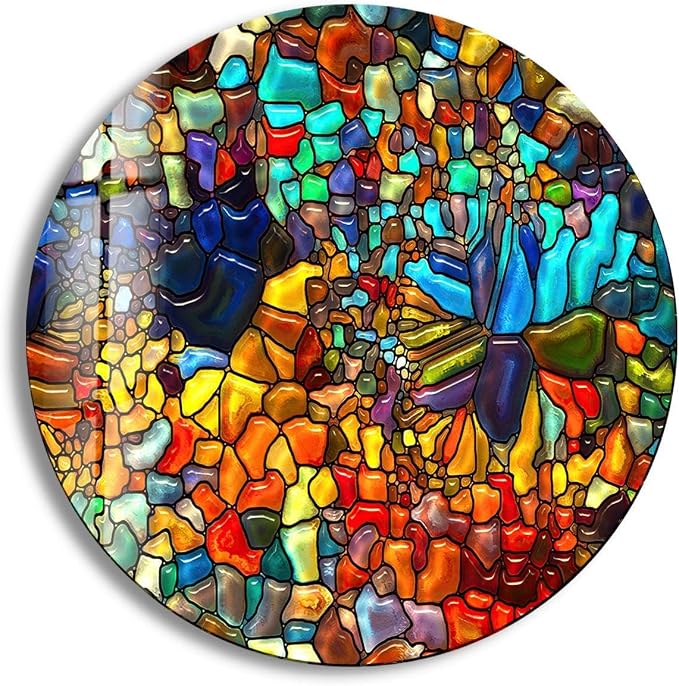 My Photostation.com 24'' Diameter Red Mosaic Round Glass Wall Art Tempered - Image 8