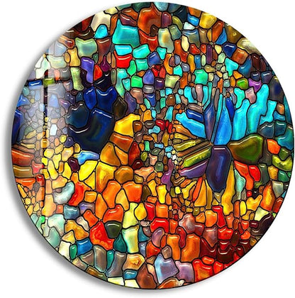 My Photostation.com 24'' Diameter Red Mosaic Round Glass Wall Art Tempered - Image 8
