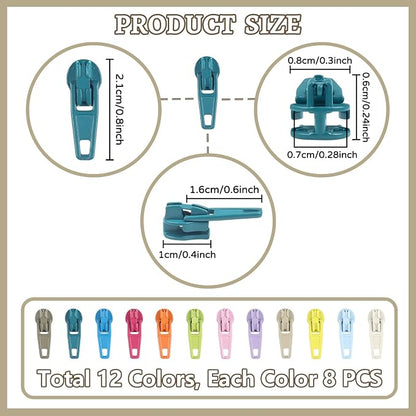 DOITEM 96Pcs Zipper Repair Kit Zipper Replacement 3# Zipper Pull Rescue Kit - Image 2