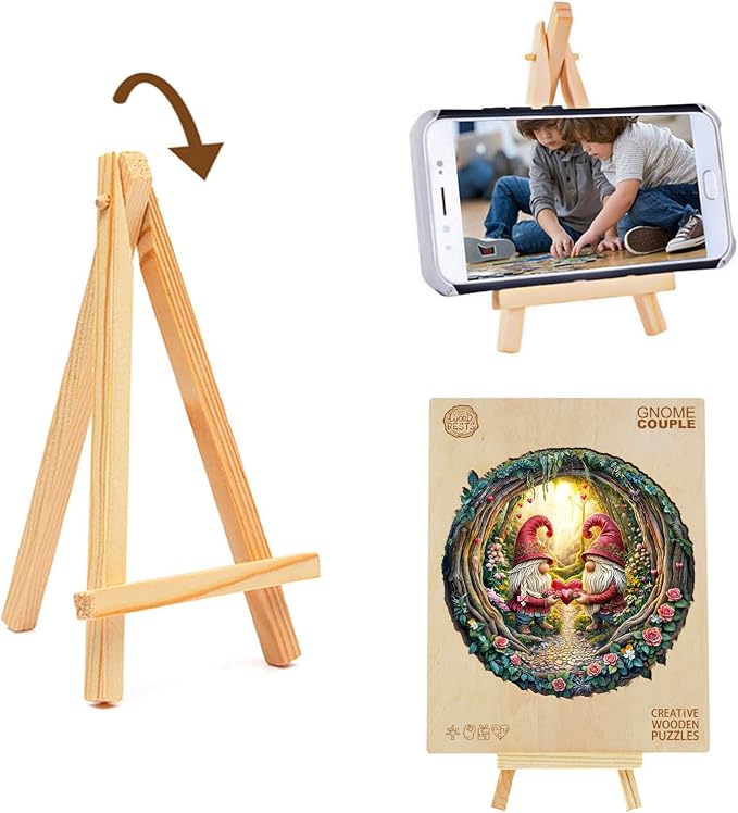 KAAYEE Wooden Puzzles for Adults, 3D Visual Effect Gnome Couple Wooden Jigsaw - Image 4