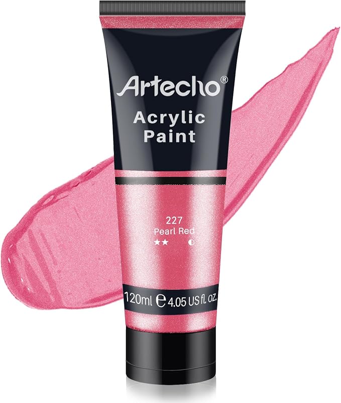 Artecho Pearl Red Acrylic Paint Tubes, Art Craft Paints by Artecho