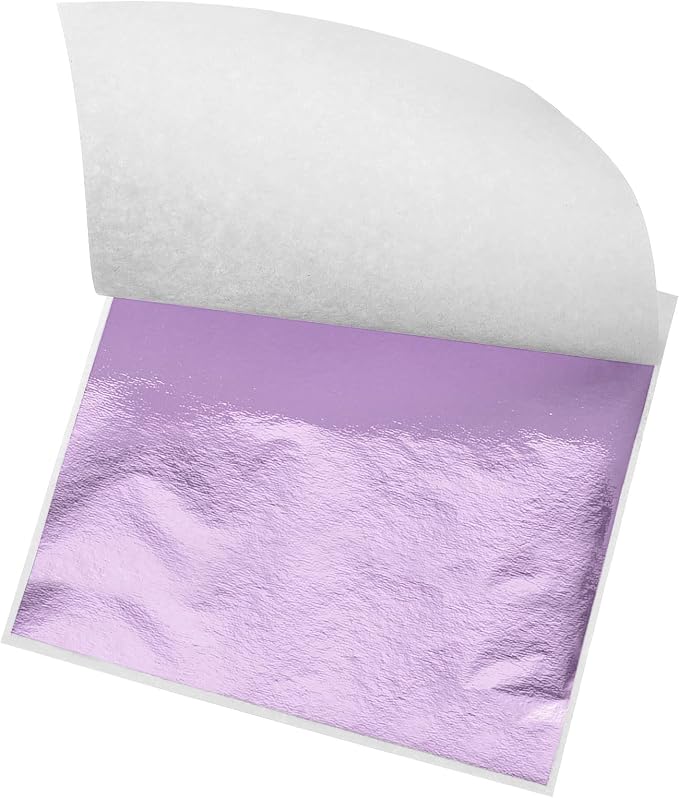 MECCANIXITY Gold Leaf Foil Sheet, Peach Purple Leaf Papers, 3.3 x 3.1inch by MECCANIXITY