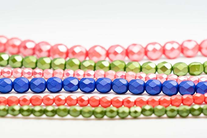 170 pcs Set of Czech Faceted Round Glass Beads, 6X Stranded Fire-Polished Beads - Image 4