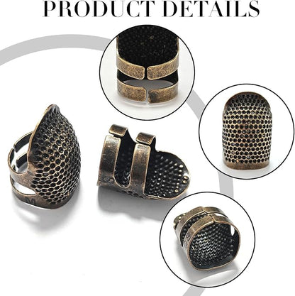 FR 4 Pack Sewing Thimble Finger Protector, Adjustable Finger Metal Shield - Image 4