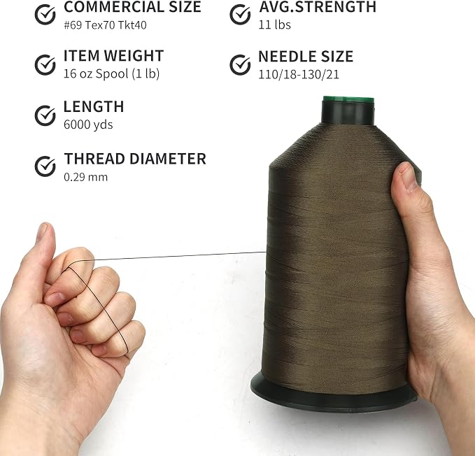 Extra Strong Bonded Nylon Thread #69 Tex70 – 16 OZ, Versatile Stitching Solution - Image 3