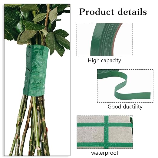 Prudiut 2 Roll Green Floral Tape Waterproof Florist Tape, 0.4" Wide Flower Wrap - Image 3