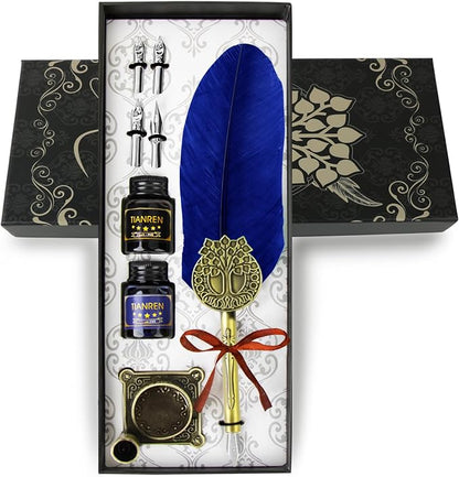 Quill pen ink set, Feather Pen and Ink Set, Antique Calligraphy Pen by TIANREN