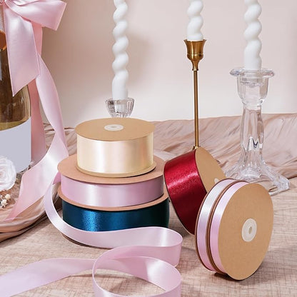 LaRibbons 1 1/2 Inch 50 Yard Double Faced Satin Ribbon, Light Pink Satin Craft - Image 7