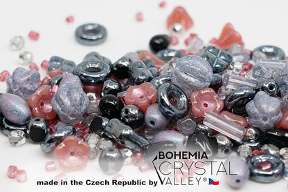2.1oz Mix of Unique Czech Bohemia Glass Pressed Beads, Matte and Glossy - Image 3