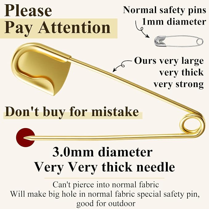 Juexica 5 Pcs 5 Inch Jumbo Stainless Steel Safety Pins Large Heavy Duty Huge - Image 3