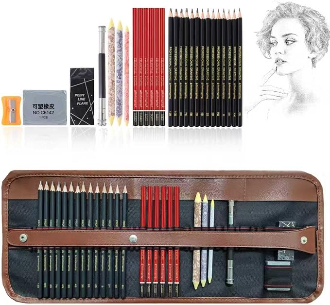 Heshengping Drawing Pencils Sketch Pencil Art Supplies Set by Heshengping
