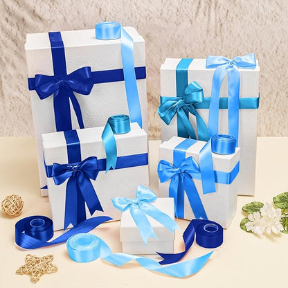 1-1/2 Inch Blue Satin Ribbons for Crafts, 6 Rolls Single-Faced Blue Assorted - Image 8