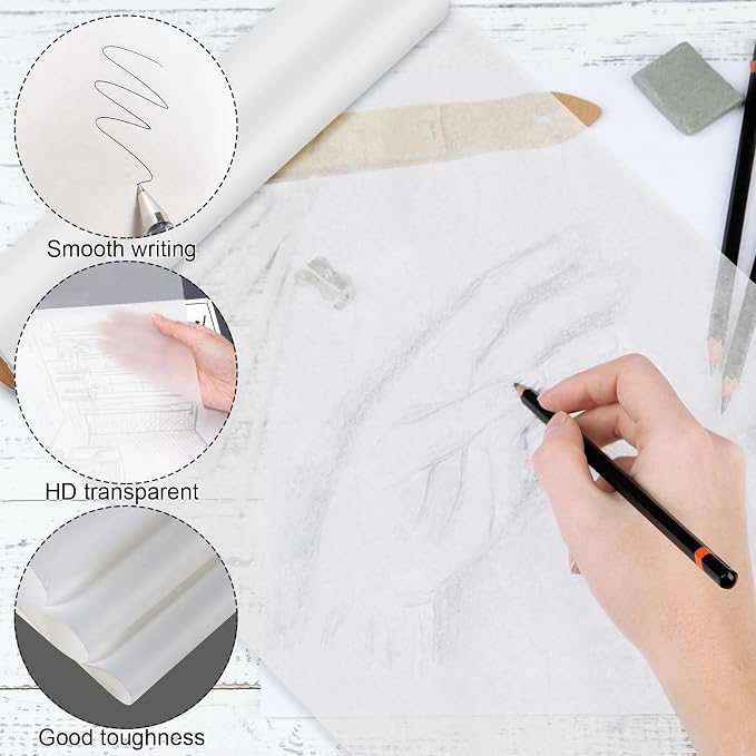 Tracing Paper Roll 12 Inch x 30 Yards White Pattern Paper Translucent Trace - Image 3