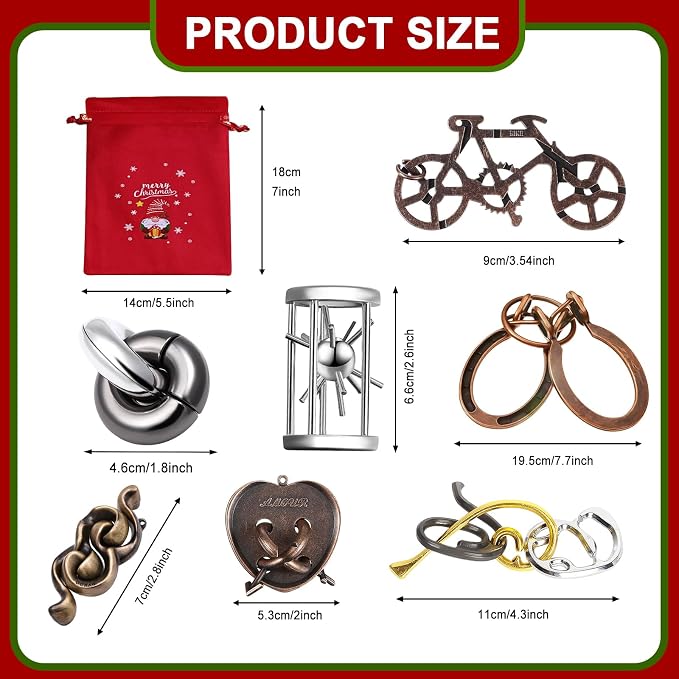 9 PCS Metal Brain Teaser Puzzles Logic Metal Puzzle - Image 2