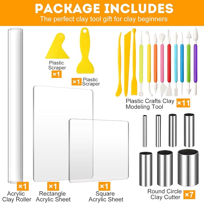 Honoson 24 Pcs Clay Sculpting Tools Kits Polymer Clay Tools DIY Set - Image 2