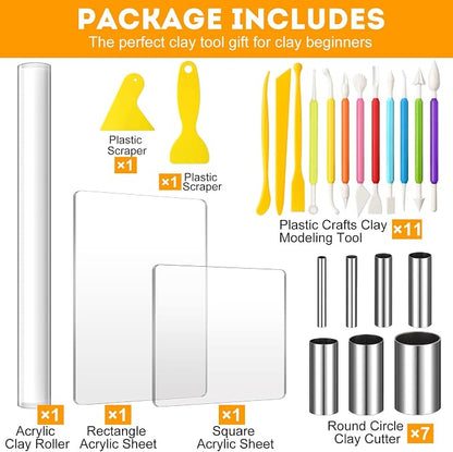 Honoson 24 Pcs Clay Sculpting Tools Kits Polymer Clay Tools DIY Set - Image 2