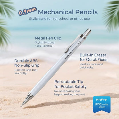 Nicpro Cute Mechanical Pencil Set, 4B Erasers, Rotary Retractable Eraser and - Image 2