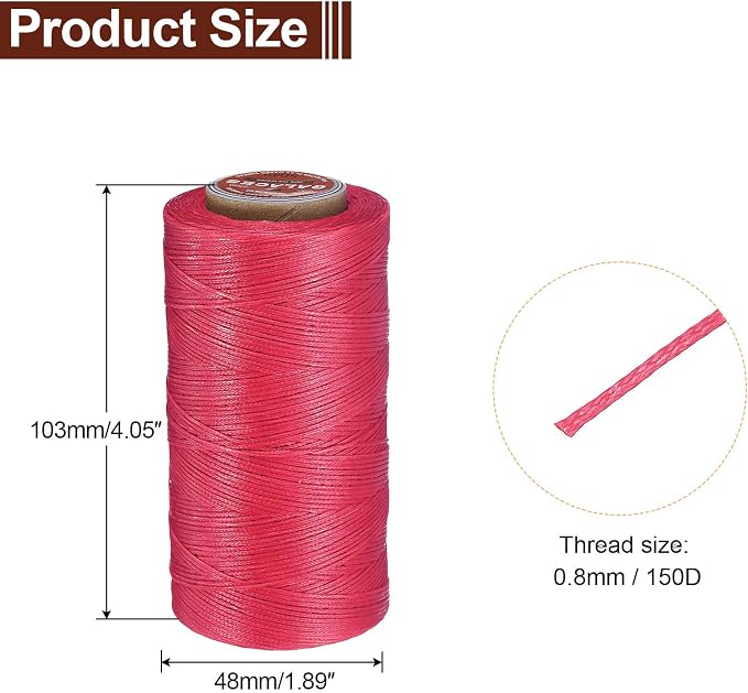 uxcell Flat Leather Sewing Waxed Thread, 270m / 295 Yards Polyester Wax String - Image 2