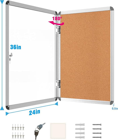 2 Pack 36"x24" Enclosed Bulletin Board, Lockable Weather-Resistant Aluminum - Image 5
