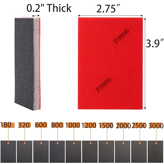 TOPZEA 40 Pcs 180-3000 Grit Sanding Sponges, Ultra Fine Foam Sanding Block Pads - Image 2