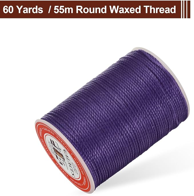 uxcell Round Leather Sewing Waxed Thread, 55m / 60 Yards Wax Polyester String - Image 3