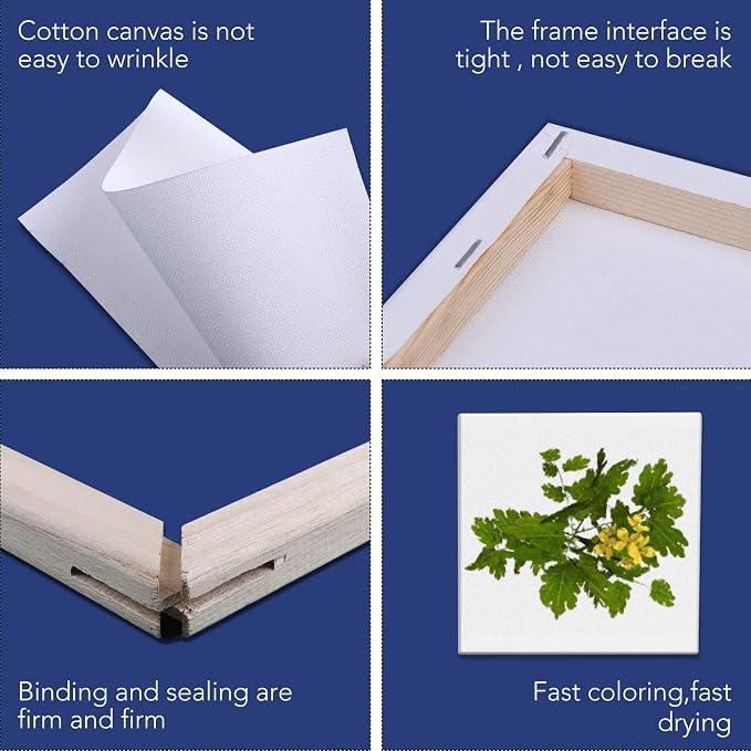 ESRICH Mini Stretched Canvas 12 Pack 4x4inch, 2/5''Profile Art Primed Canvases - Image 5