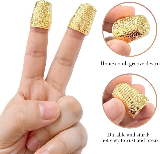 FR 4Pcs Sewing Thimbles, Metal Thimbles - Image 3