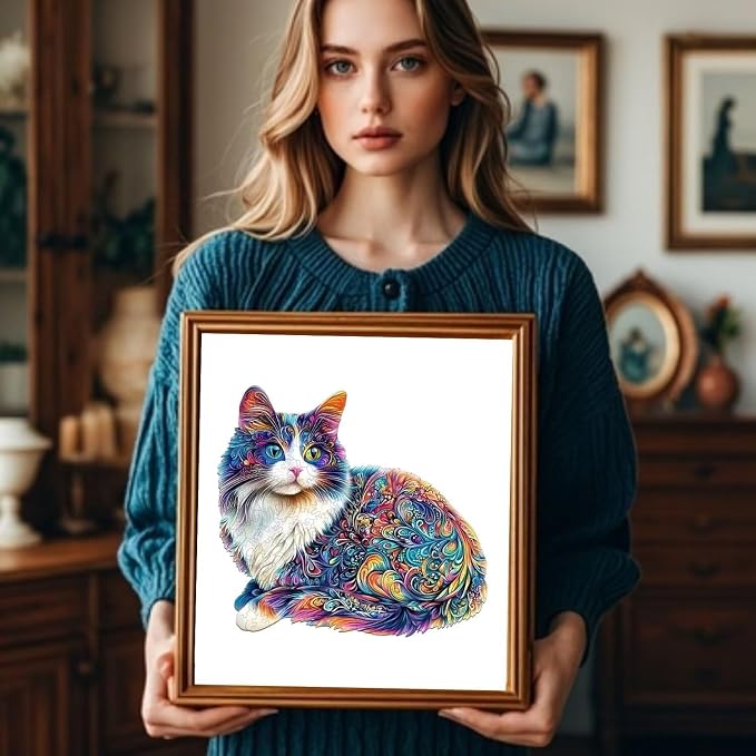 Lazy Cute Cat Adults Gifts Wooden 240 Pieces 13.4 * 12.2in - Image 5