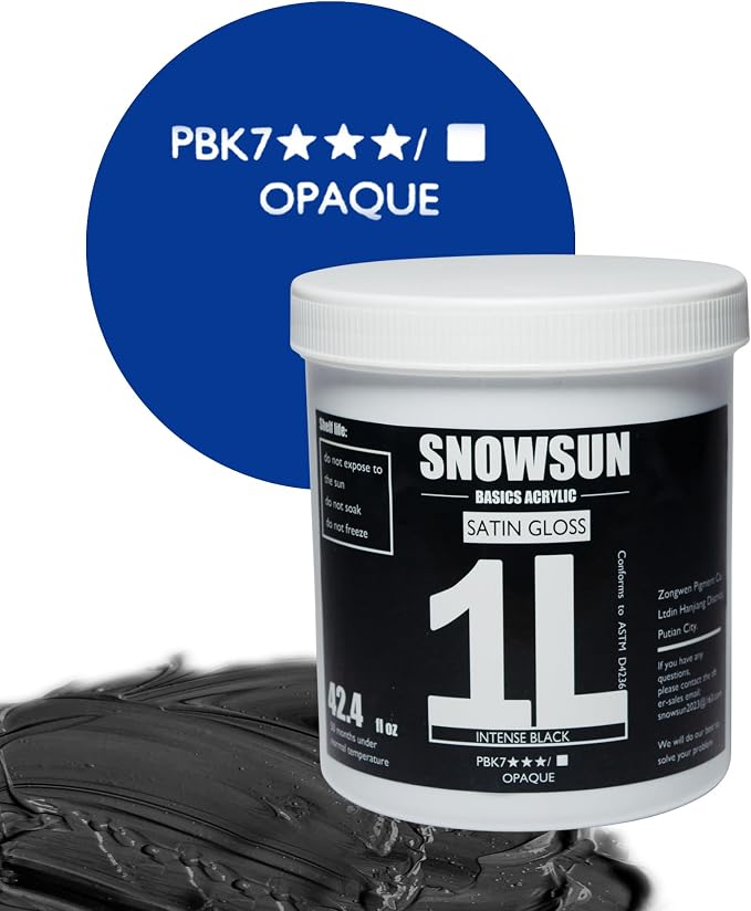 SNOWSUN Large Bulk Acrylic Paint, Basic Charcoal Black Acrylic Paint 1L /42.4 oz - Image 3