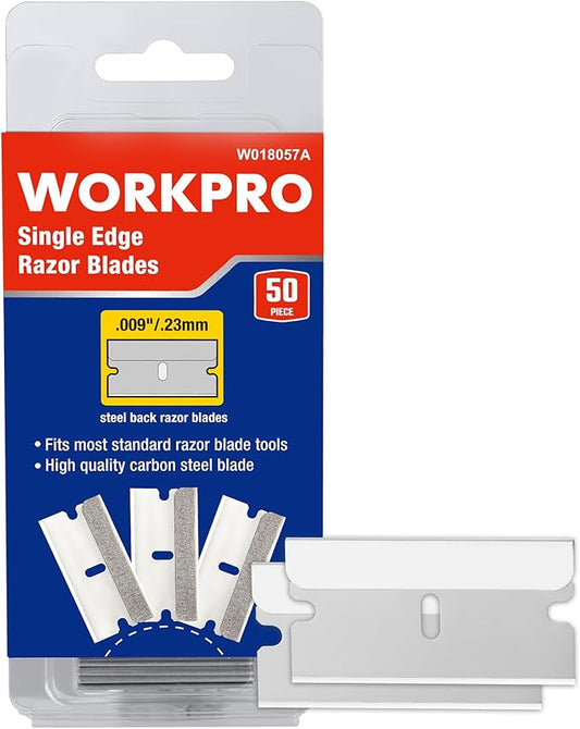 WORKPRO 50-Pack Single Razor Edge Blades, Industrial Scraper Razor Blades by WORKPRO