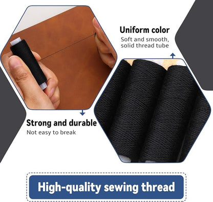Bupete 2 Rolls Black Thread for Sewing, 200 Yards Each Roll Sewing Thread - Image 3