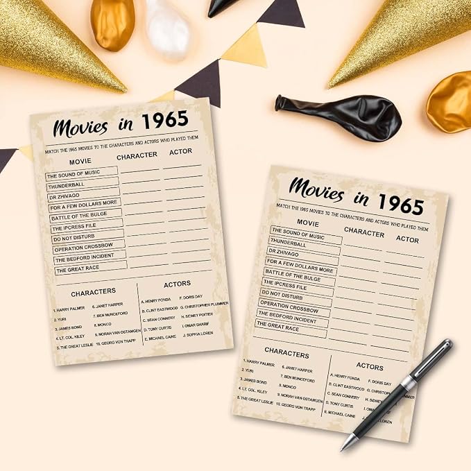 60th Birthday Party Games, Movies in 1965 Games, Birthday Party Supplies - Image 5