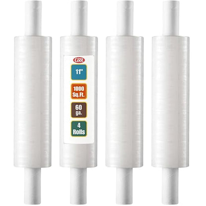 Stretch Wrap with Handle Industrial Strength 4 Pack 11" x 1000 Ft 60 Gauge by SimplyCool