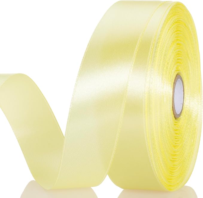 1 Inch Baby Maize Solid Satin Ribbon, 50 Yards Craft Fabric Ribbon by YASEO