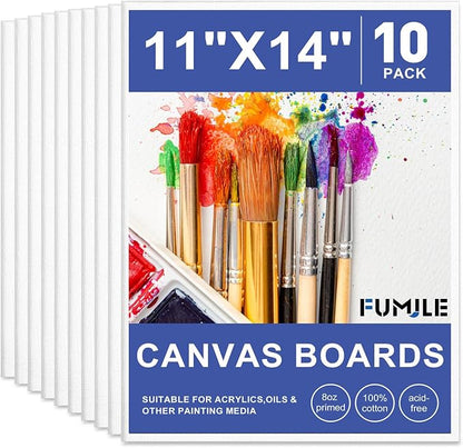 FUMILE Canvases for Painting 11x14 Inch 10 Pack, Canvas Boards for Painting by FUMILE