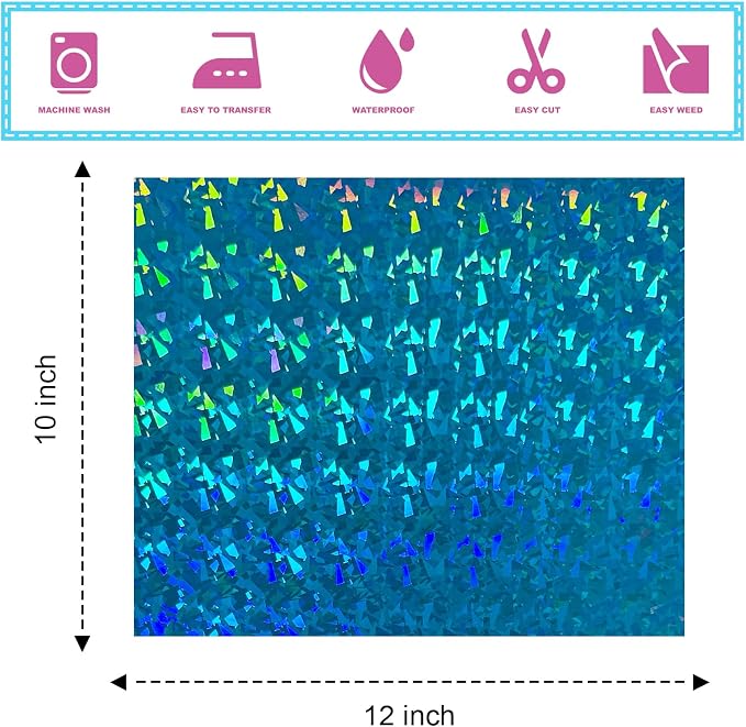 ROFISUESheet MetallicFoil HeatTransferVinyl12Inch*10Inch*12pcsBundleChrome HTV - Image 2