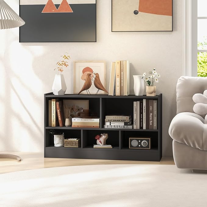 LOKO 2 Tier 5 Cube Bookcase, Open Shelf Storage Cabinet, Wooden Display Cabinet - Image 2