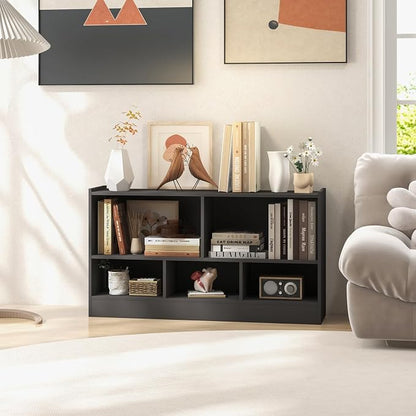 LOKO 2 Tier 5 Cube Bookcase, Open Shelf Storage Cabinet, Wooden Display Cabinet - Image 2