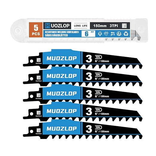 5 Pack 6 inch Reciprocating Saw Blades Set，3 TPI High Carbon Saw Blades by Unknown