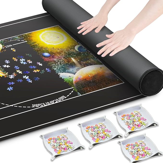 Nattork Jigsaw Puzzle Mat Roll Up，Portable Saver Pad Up to 2000 Pieces，with by Nattork