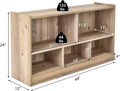 Tangkula 5 Cube Bookcase, 2 Tier Wooden Storage Open Bookshelf, Kid's Playroom - Image 3