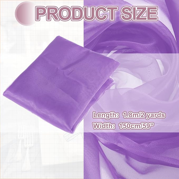 MECCANIXITY Iridescent Sheer Organza Fabric, 2 Yards x 59 Inches Solid - Image 2