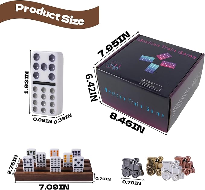 8 Players Mexican Train Dominoes Game Set - Image 2